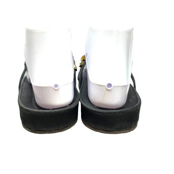 Albano Black Satin Leather Bejeweled Toe Post‎ Sandals - Picture 7 of 11